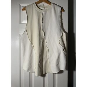 Rare/Self Ivory Sweater Top Sz 4 Patchwork Deconstructed Asymmetrical Architect
